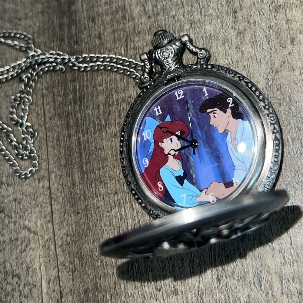 Vintage Little Mermaid Pocket Watch Necklace